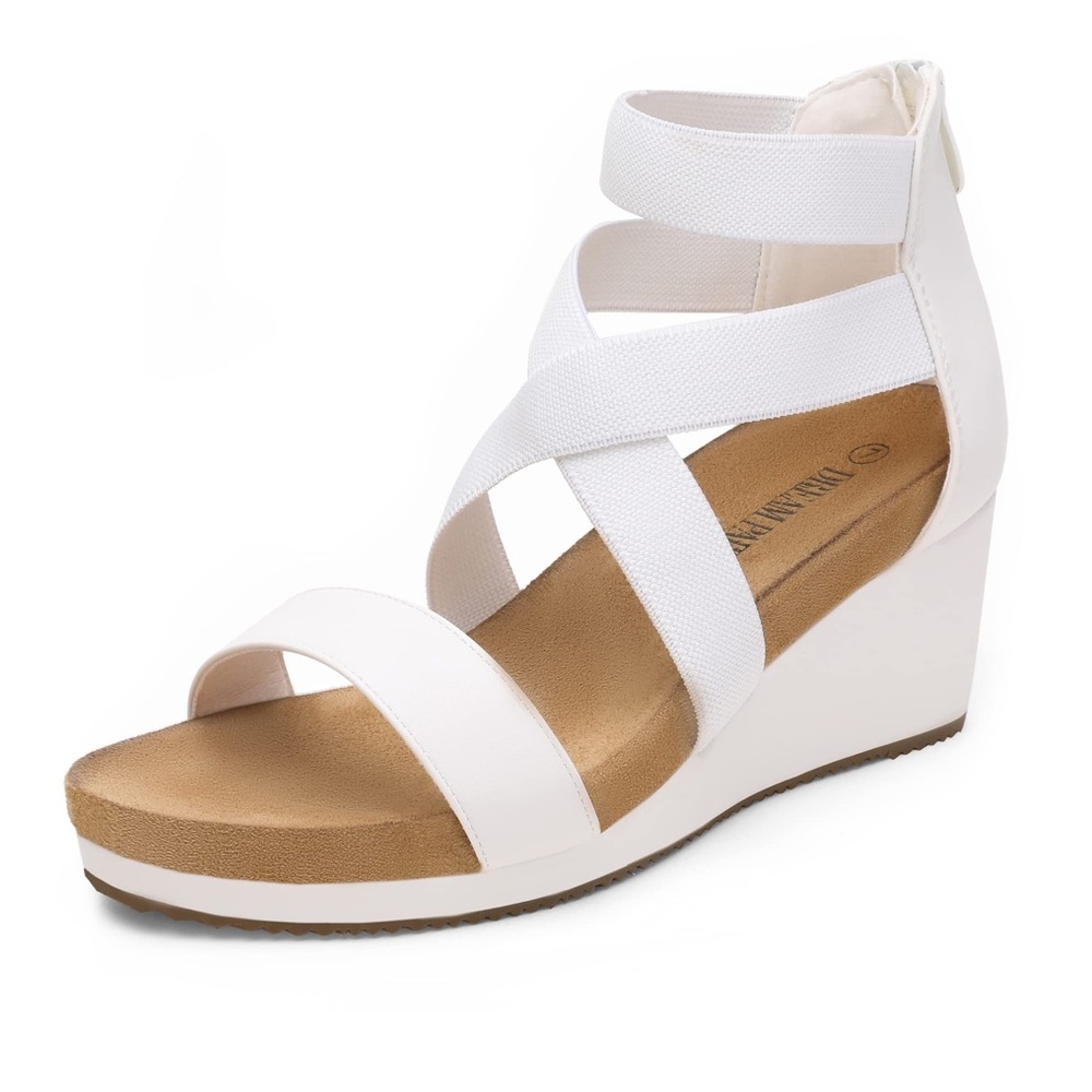 SOLD Dream Pairs White Wedge Sandals